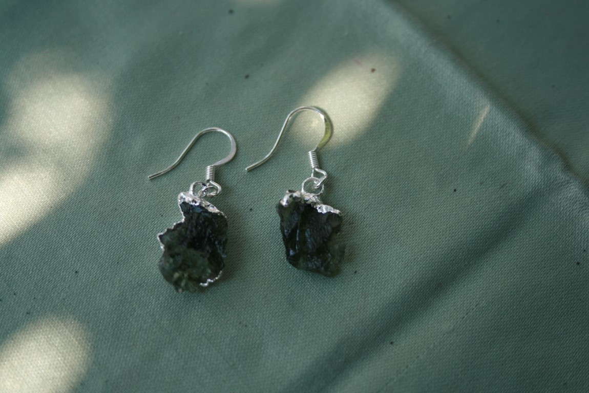 Moldavite Earrings protection, cleansing and rapid spiritual evolution 4820
